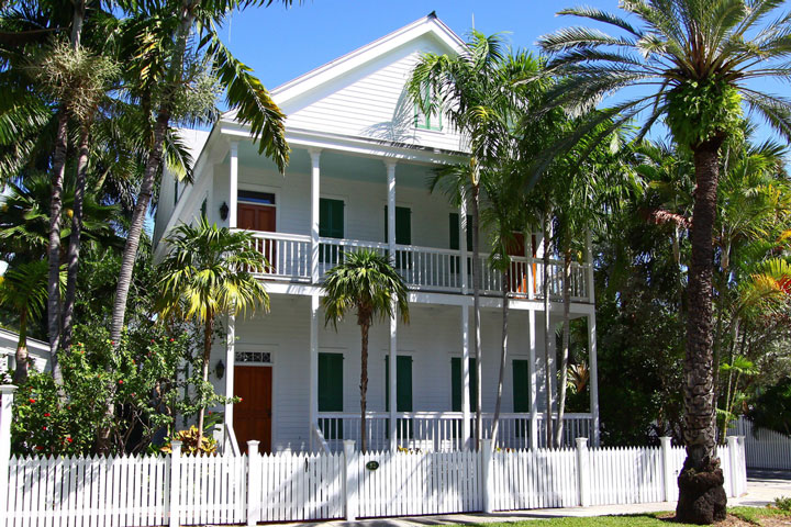 house in Key West, Florida with porches and window shutters