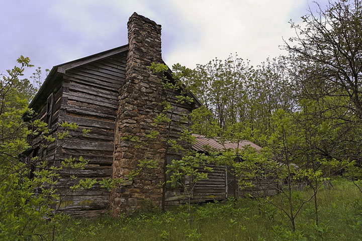 stone chimney on abandoned West Virginia cabin